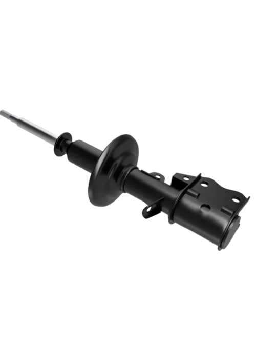 Amortiguador de automóvil de color negro, diseñado para mejorar la estabilidad y el confort en la conducción. Ideal para reemplazo en vehículos.