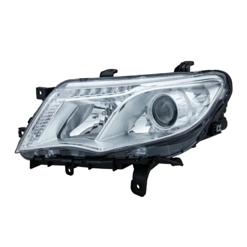 Faros delanteros de automóvil con diseño moderno, óptica clara y estructura de soporte. Ideal para reemplazo y mejora de iluminación vehicular.