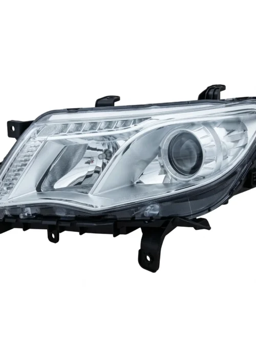 Faros delanteros de automóvil con diseño moderno, óptica clara y estructura de soporte. Ideal para reemplazo y mejora de iluminación vehicular.